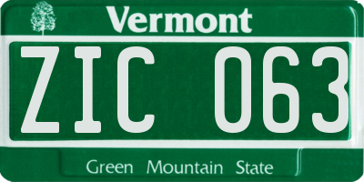 VT license plate ZIC063