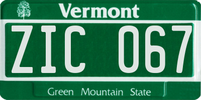 VT license plate ZIC067