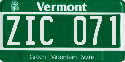 VT license plate ZIC071