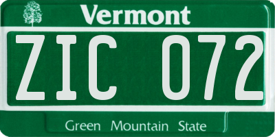 VT license plate ZIC072