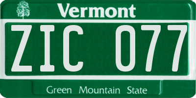 VT license plate ZIC077