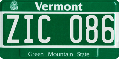 VT license plate ZIC086