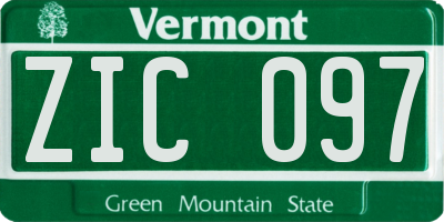 VT license plate ZIC097