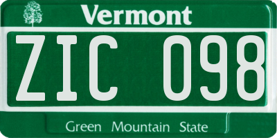 VT license plate ZIC098