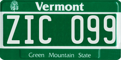 VT license plate ZIC099