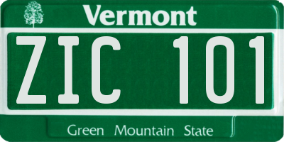 VT license plate ZIC101
