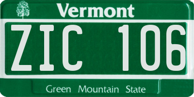 VT license plate ZIC106