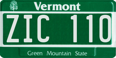 VT license plate ZIC110