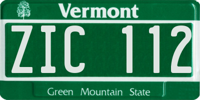 VT license plate ZIC112