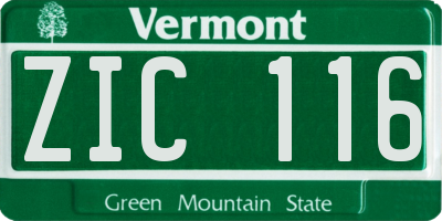 VT license plate ZIC116