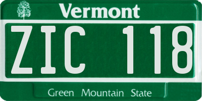 VT license plate ZIC118