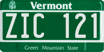 VT license plate ZIC121