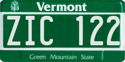 VT license plate ZIC122