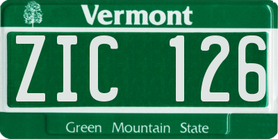 VT license plate ZIC126