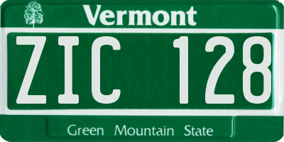 VT license plate ZIC128