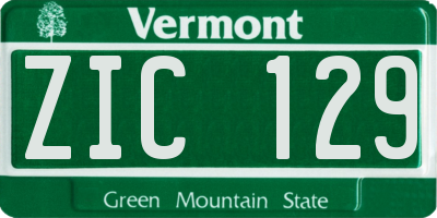 VT license plate ZIC129