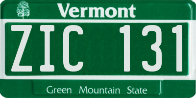 VT license plate ZIC131