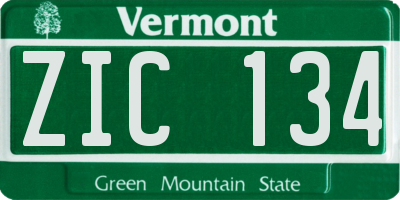 VT license plate ZIC134