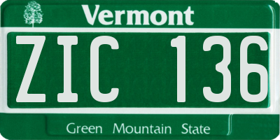 VT license plate ZIC136