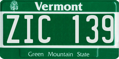 VT license plate ZIC139