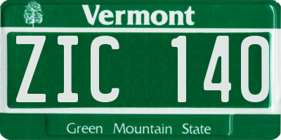 VT license plate ZIC140