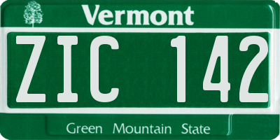 VT license plate ZIC142