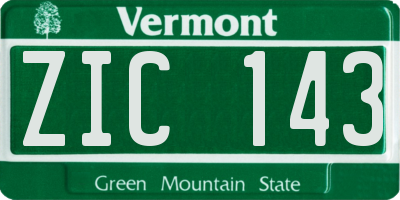 VT license plate ZIC143