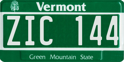 VT license plate ZIC144