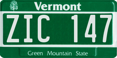 VT license plate ZIC147