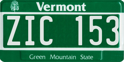 VT license plate ZIC153