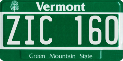 VT license plate ZIC160