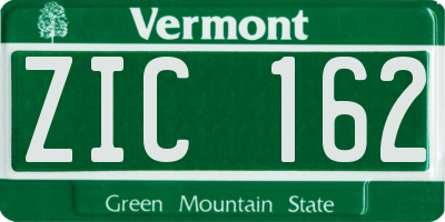 VT license plate ZIC162