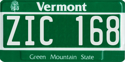 VT license plate ZIC168