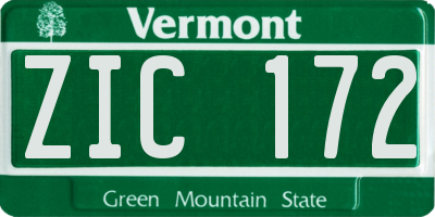 VT license plate ZIC172