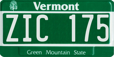 VT license plate ZIC175