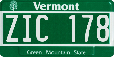 VT license plate ZIC178