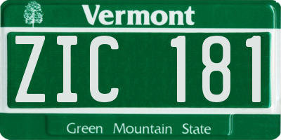 VT license plate ZIC181