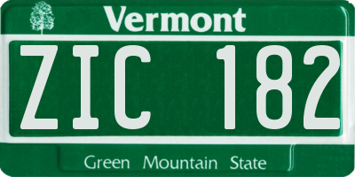 VT license plate ZIC182