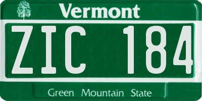 VT license plate ZIC184