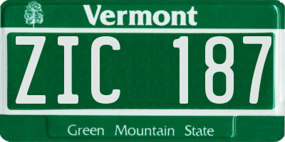 VT license plate ZIC187