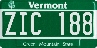 VT license plate ZIC188
