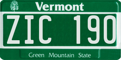 VT license plate ZIC190