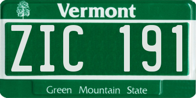 VT license plate ZIC191