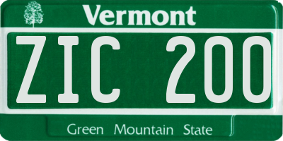VT license plate ZIC200