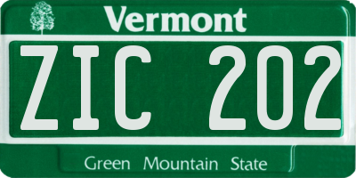 VT license plate ZIC202