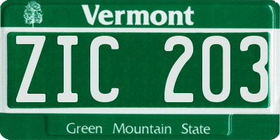 VT license plate ZIC203