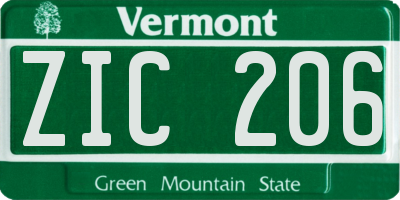 VT license plate ZIC206