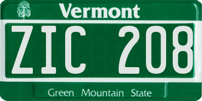 VT license plate ZIC208