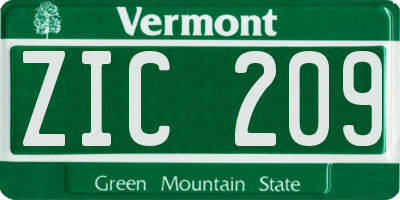 VT license plate ZIC209