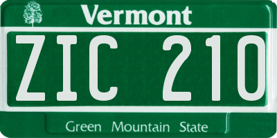 VT license plate ZIC210